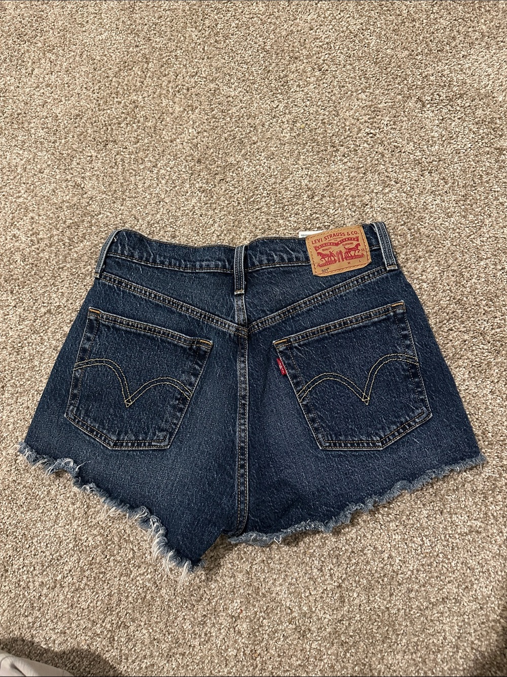 Levi's 501 Raw Hem Dark Indigo Denim Shorts